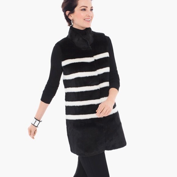 NWOT 🍁 Striped Faux-Fur Vest - Picture 2 of 9